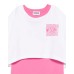 MOSCHINO COMPLETO T-SHIRT/ABITO IN COTONE WHITE/FUCSIA
