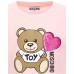 MOSCHINO T-SHIRT IN COTONE A MANICA CORTA PINK CON LOGO LETTERING E TEDDY BEAR