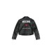 Moschino CHIODO IN PELLE NERO CON MAXI PATCH LETTERING 