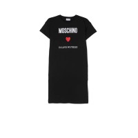 Moschino ABITO A MANICA CORTA IN COTONE NERO CON LOGO LETTERING