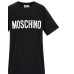MOSCHINO ABITO IN COTONE BLACK A MANICA CORTA CON LOGO LETTERING WHITE