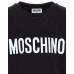 MOSCHINO ABITO IN COTONE BLACK A MANICA CORTA CON LOGO LETTERING WHITE