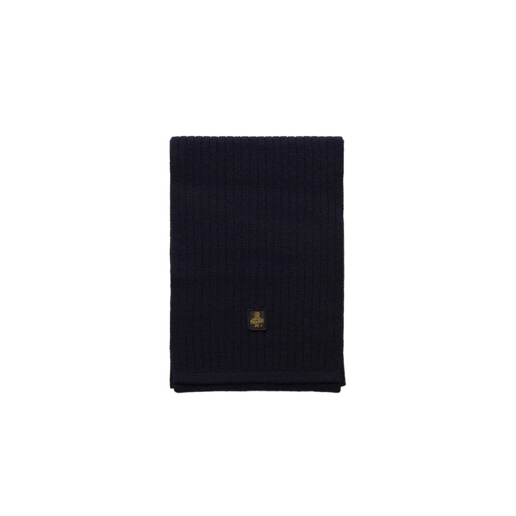 RefrigiWear Sciarpa da uomo blu con logo ricamato