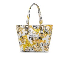 Versace Jeans Couture Borsa a Spalla da Donna Bianca con stampa Baroque all over, due fibbie logate 