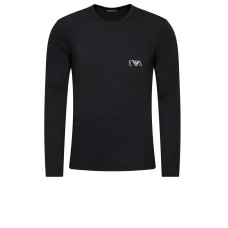 Emporio Armani T-shirt a manica lunga nera con logo stampato
