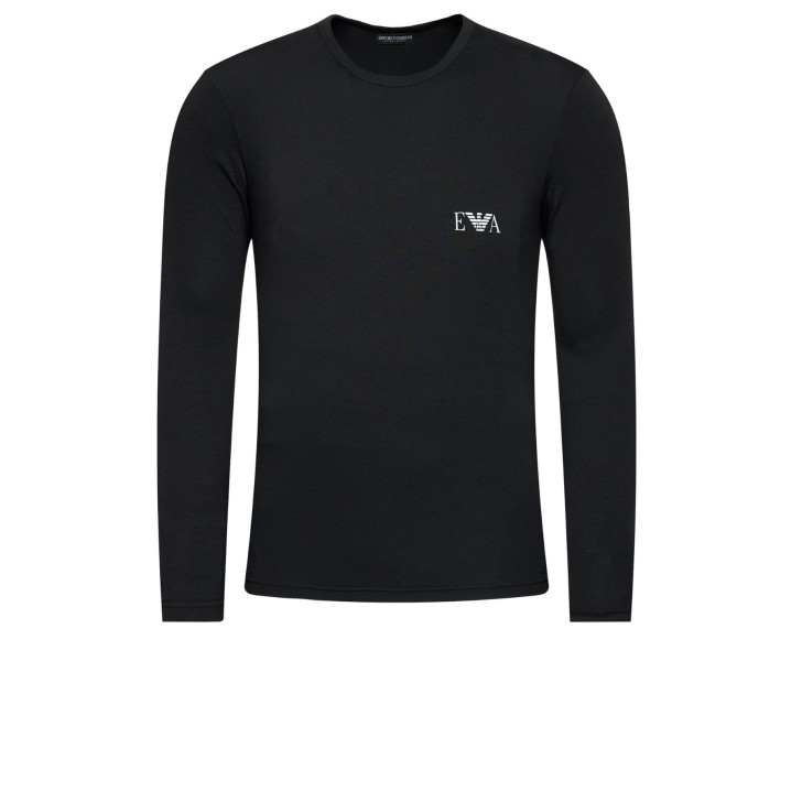 Emporio Armani T-shirt a manica lunga nera con logo stampato