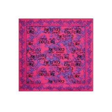 Versace Jeans Couture Foulard fucsia in seta con stampa logo all over