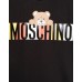 MOSCHINO MAXI T-SHIRT IN COTONE BLACK A MANICA CORTA UNISEX CON LOGO LETTERING E TEDDY BEAR	