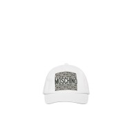 MOSCHINO CAPPELLO DA BASEBALL WHITE UNISEX CON LOGO LETTERING BLACK