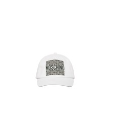 MOSCHINO CAPPELLO DA BASEBALL WHITE UNISEX CON LOGO LETTERING BLACK