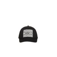 MOSCHINO CAPPELLO DA BASEBALL BLACK UNISEX CON LOGO LETTERING WHITE