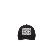 MOSCHINO CAPPELLO DA BASEBALL BLACK UNISEX CON LOGO LETTERING WHITE