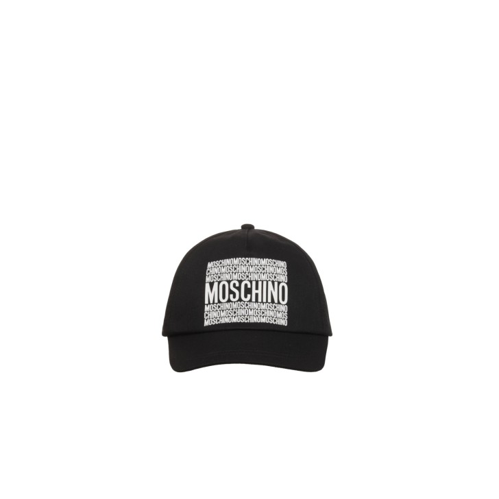 MOSCHINO CAPPELLO DA BASEBALL BLACK UNISEX CON LOGO LETTERING WHITE