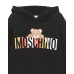 MOSCHINO FELPA CON CAPPUCCIO IN COTONE BLACK UNISEX CON LOGO LETTERING E TEDDY BEAR