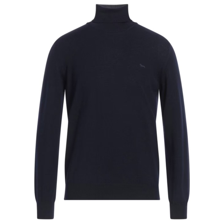 Harmont&Blaine Dolcevita blu da uomo in lana con Logo ricamato 