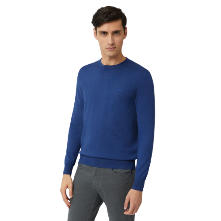 Harmont & Blaine Pullover girocollo in lana merino Indaco Chiaro