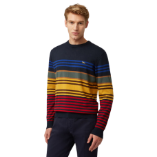 Harmont&Blaine Pullover girocollo in lana e cotone a righe orizzontali Blu Navy