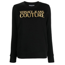 Versace Jeans Couture Felpa Nera a girocollo con logo ricamato 