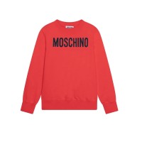  MOSCHINO FELPA UNISEX A GIROCOLLO IN COTONE RED CON LOGO LETTERING BLACK	