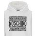 MOSCHINO FELPA CON CAPPUCCIO IN COTONE WHITE UNISEX CON LOGO LETTERING BLACK