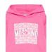 MOSCHINO FELPA CON CAPPUCCIO IN COTONE FUCSIA UNISEX CON LOGO LETTERING WHITE	
