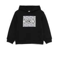 MOSCHINO FELPA CON CAPPUCCIO IN COTONE BLACK UNISEX CON LOGO LETTERING WHITE