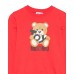MOSCHINO FELPA A GIROCOLLO IN COTONE RED CON LOGO LETTERING BLACK E TEDDY BEAR 