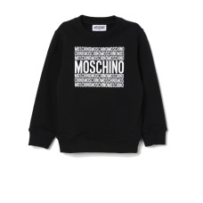 MOSCHINO FELPA A GIROCOLLO UNISEX IN COTONE BLACK CON LOGO LETTERING WHITE