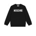 MOSCHINO COMPLETO IN COTONE FELPA A GIROCOLLO+PANTALONE IN COTONE UNISEX BLACK CON LOGO LETTERING WHITE 