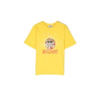 Moschino MAXI T-SHIRT GIALLA A MANICA CORTA IN COTONE CON LOGO LETTERING E TEDDY BEAR