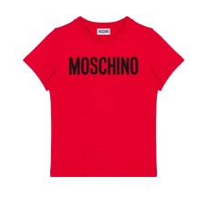 MOSCHINO T-SHIRT UNISEX A MANICA CORTA IN COTONE RED CON LOGO LETTERING BLACK  