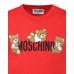 MOSCHINO T-SHIRT A MANICA CORTA IN COTONE UNISEX RED CON LOGO LETTERING BLACK E TEDDY BEAR	