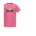 MOSCHINO T-SHIRT A MANICA CORTA IN COTONE UNISEX FUCSIA CON LOGO LETTERING BLACK E TEDDY BEAR