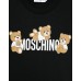 MOSCHINO T-SHIRT A MANICA CORTA IN COTONE UNISEX BLACK CON LOGO LETTERING WHITE E TEDDY BEAR