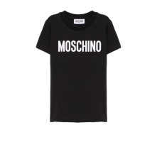 MOSCHINO T-SHIRT UNISEX IN COTONE A MANICA CORTA BLACK CON LOGO LETTERING WHITE