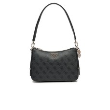 GUESS ECO ERICA BORSA A SPALLA NERA CON LOGO ALL-OVER 