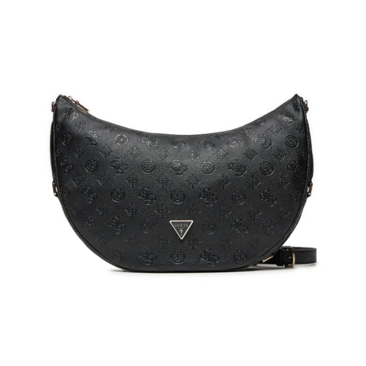 GUESS CRESIDIA LARGE HOBO NERA CON LOGO ALL-OVER