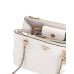 GUESS BORSA A SPALLA CRESIDIA BIANCA CON LOGO ALL-OVER PEONY E "4G"