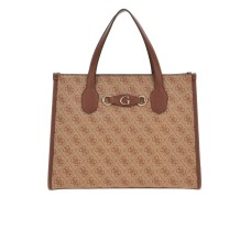 GUESS IZZY TOTE BORSA A SPALLA MARRONE 4G LOGO ALL-OVER 