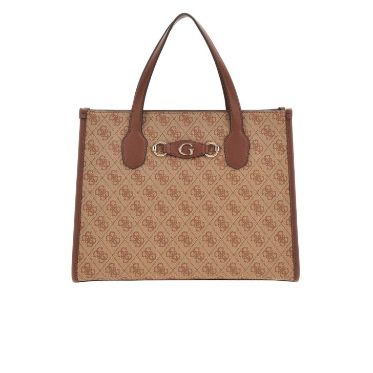 GUESS IZZY TOTE BORSA A SPALLA MARRONE 4G LOGO ALL-OVER 
