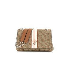 GUESS NOELLE BORSA  A TRACOLLA MARRONE LOGO ALL-OVER