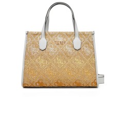 GUESS BORSA SILVANA TOTE IN PAGLIA CON LOGO ALL-OVER