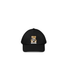 MOSCHINO CAPPELLO DA BASEBALL BLACK CON LOGO LETTERIN WHITE E TEDDY BEAR