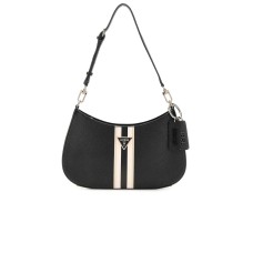 GUESS NOELLE BORSA A SPALLA NERA CON BANDA A CONTRASTO 