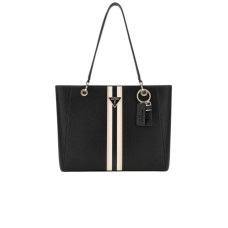 GUESS NOELLE TOTE BAG A SPALLA NERA CON BANDA A CONTRASTO 