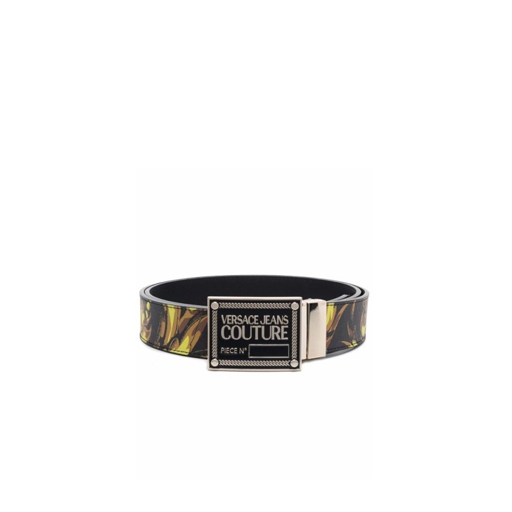 Versace Jeans Couture Cintura con stampa Barocco reversibile Nera da uomo