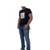 Emporio Armani T-shirt Nera da Uomo con stampa