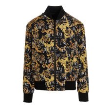 Versace Jeans Couture Bomber reversibile in nylon con un lato con stampa logo all over e dall'altro tinta unita con logo