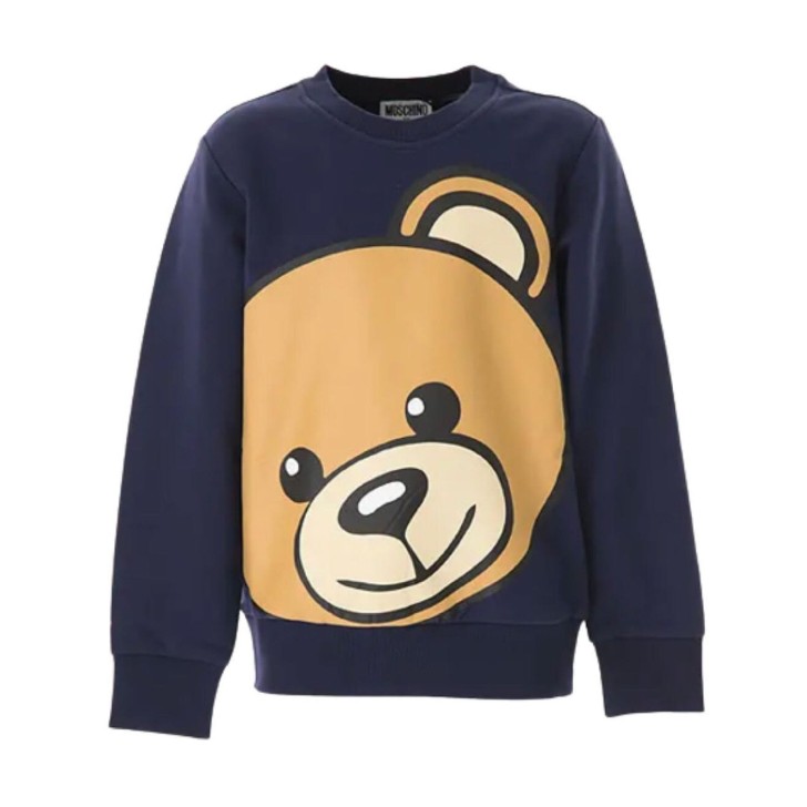 Moschino Felpa blu con maxi Teddy stampato