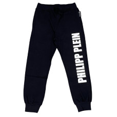 Philipp Plein Pantalone jogger in cotone nero con Logo PHILIPP PLEIN stampato